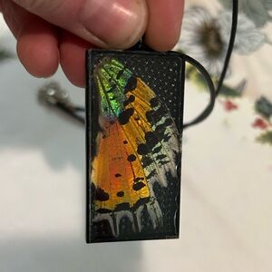 Elegant Black and Yellow Butterfly Pendant Necklace